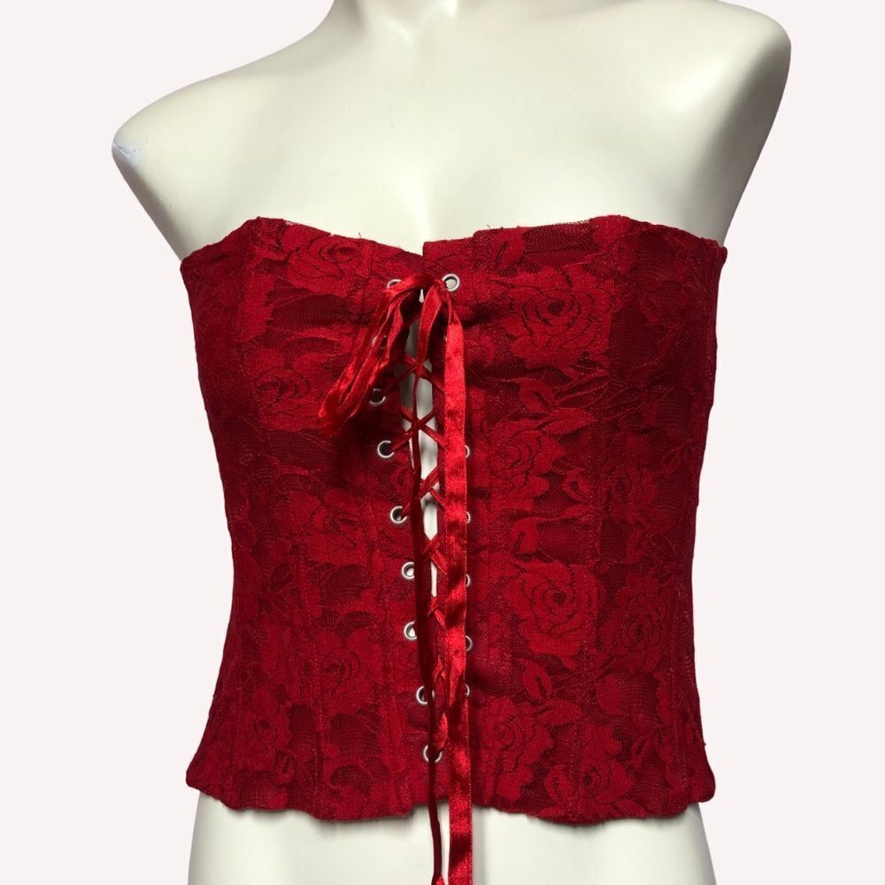 SEDUCTION Red Lace Up Corset Size Medium